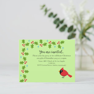 Invitation Carte Postale Cardinal Rouge Cardinal Cardinal aux Fleurs