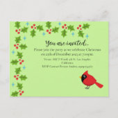 Invitation Carte Postale Cardinal Rouge de Dessin Animé Mignon avec des Fle (Devant)