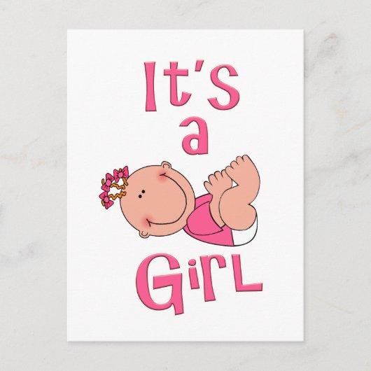 Invitation Carte Postale Caricature mignonne C’est un texte de fille en ros (Devant)