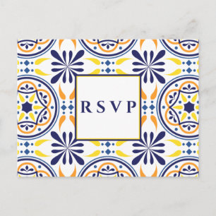 Invitation Carte Postale Carrelage espagnol jaune mariage naval RSVP CHOIX