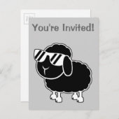Invitation Carte Postale Cartographie de mouton noir mignon (Devant / Derrière)