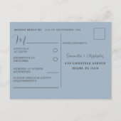 Invitation Carte Postale Carton de réponse de mariage poussiéreux bleu rust (Dos)