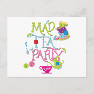 Invitation Carte Postale Carton de réponse fantastique Mad Tea Party Wonder