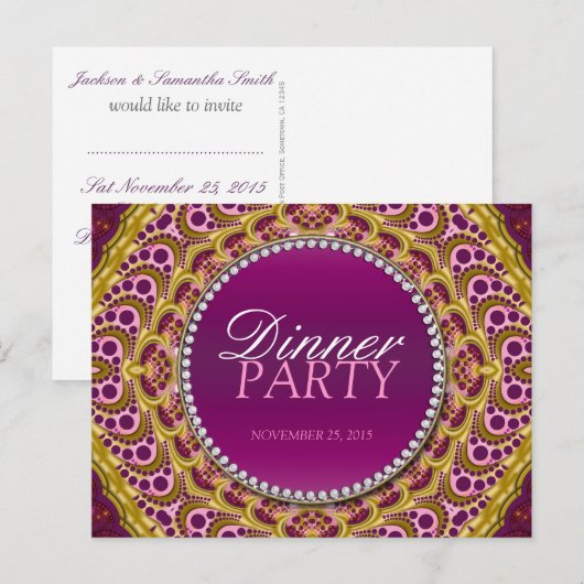 Invitation Carte Postale Carton d'invitation à un dîner exotique d'orient (Devant / Derrière)