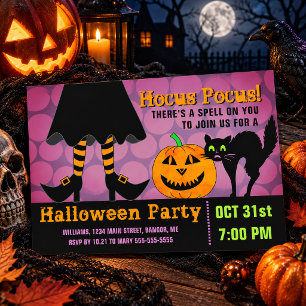 Invitation Carte Postale Carton d'invitation de fête d'Halloween Chat Citro