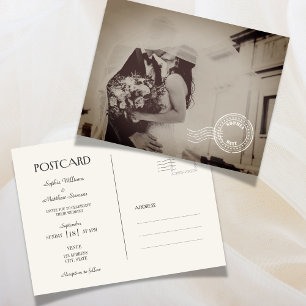 Invitation Carte Postale Carton d'invitation de mariage photo vintage class