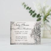Invitation Carte Postale Carton d'invitation pour Baby Shower avec rose de (Debout devant)