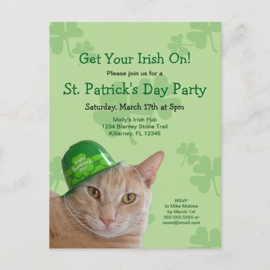Invitation Carte Postale Carton d'invitation pour la fête de la Saint-Patri (Devant)