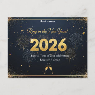 Invitation Carte Postale Carton d'invitation pour la Saint-Sylvestre – 2026