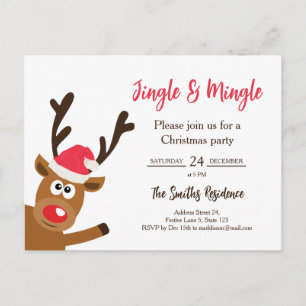 Invitation Carte Postale Carton d'invitation pour une fête de Noël avec un