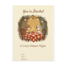 Carton d'invitation vintage pour un dîner romantiq