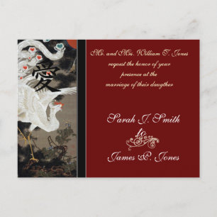 Invitation Carte Postale Cartons d'invitation pour mariage Phénix Blanc Jap