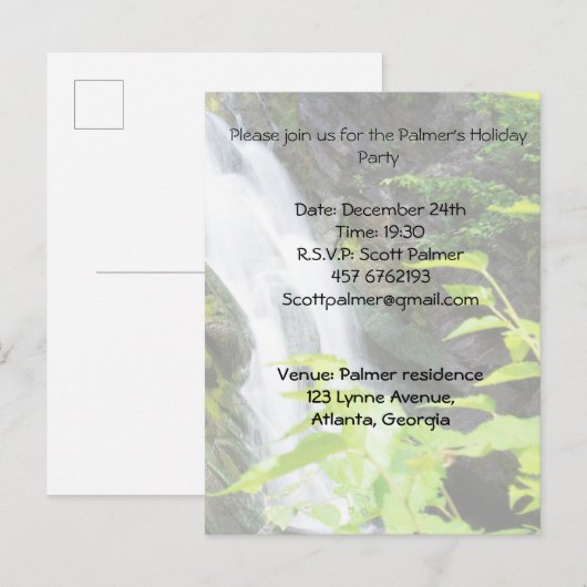 Invitation Carte Postale Cascade de Hell's Gate Canyon (Devant / Derrière)