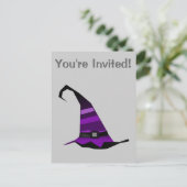 Invitation Carte Postale Casquette de sorcières violettes d'Halloween (Debout devant)