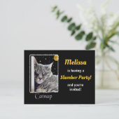 Invitation Carte Postale Cat Lover on Black Slumber Party (Debout devant)