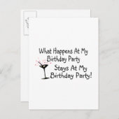Invitation Carte Postale Ce Qui Se Passe À Ma Fête D'Anniversaire Reste À M (Devant / Derrière)