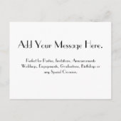 Invitation Carte Postale Célébration ! (Dos)