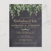 Invitation Carte Postale Célébration De La Vie Des Funérailles De Verdure R (Devant)