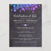 Invitation Carte Postale Célébration De La Vie Eucalyptus Violet Ardoise (Devant)
