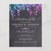 Invitation Carte Postale Célébration De La Vie Funéraire Rustique Violet (Devant)