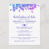 Invitation Carte Postale Célébration De La Vie Purple Eucalyptus Funéraille (Devant)