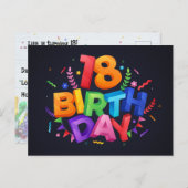 Invitation Carte Postale Célébration des 18 ans (Devant / Derrière)