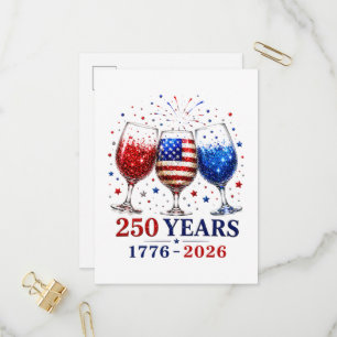 Invitation Carte Postale Célébration du verre à vin patriotique 250 ans