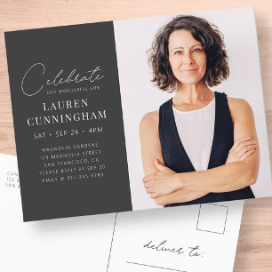 Invitation Carte Postale Celebration Her Wonderful Life Modern Simple Photo