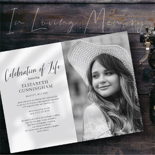 Invitation Carte Postale Celebration of Life Simple Chic Elegant Photo