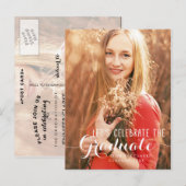 INVITATION CARTE POSTALE CÉLÉBRER L'INVITATION DE LA FÊTE DE DIPLÔME PHOTO (Devant / Derrière)