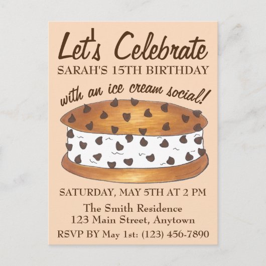 Invitation Carte Postale Célébrons l'anniversaire avec Chipwich Ice Cream S (Devant)