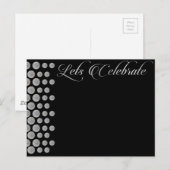 Invitation Carte Postale célébrons l'invitation blanche noire et argent (Devant / Derrière)