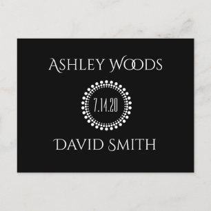 Invitation Carte Postale Cercle noir blanc Enregistrer la date