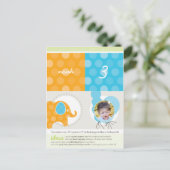 Invitation Carte Postale CERCLES DE FÊTE :: éléphant + ballons 2 (Debout devant)