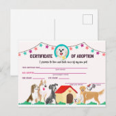 Invitation Carte Postale Certificat d'adoption de marionnettes pour un anim (Devant / Derrière)