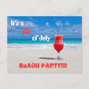 Invitation Carte Postale C'est 4 juillet une partie de plage