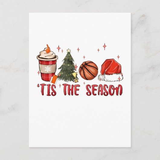 Invitation Carte Postale C'est la saison Xmas Noël Basket  (Devant)