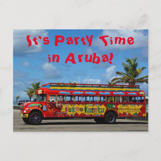 Invitation Carte Postale C'est l'heure de la fête à Aruba (Devant)
