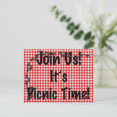 Invitation Carte Postale C'est l'heure du pique-nique ! Tissu de table À da (Debout devant)