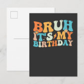 Invitation Carte Postale C'est mon anniversaire Bruh Groovy Rétro (Devant / Derrière)