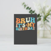 Invitation Carte Postale C'est mon anniversaire Bruh Groovy Rétro (Debout devant)