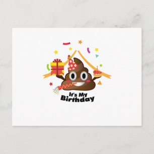 Invitation Carte Postale C'est My Birthday Poop Emoji kids Boy Girl Party