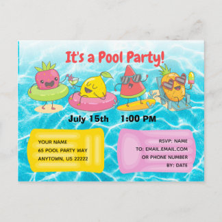 Invitation Carte Postale C'est une fête de la piscine !