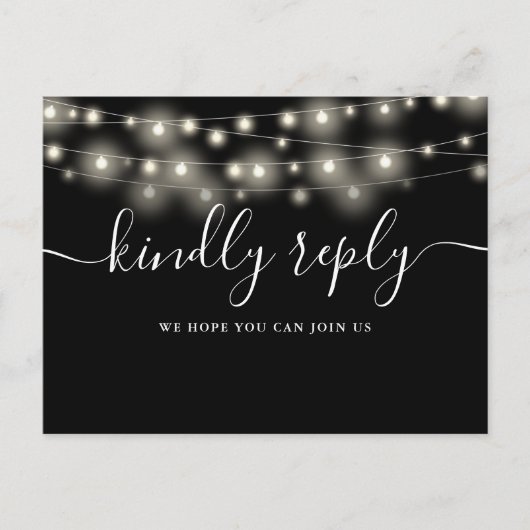 Invitation Carte Postale Chaîne Lights Black Et White Song Request RSVP (Devant)