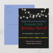 Invitation Carte Postale Chaînes modifiables des lumières de fête Anniversa (Devant / Derrière)