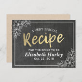 Invitation Carte Postale Chalkboard Gold Script Floral Fête des mariées Rec (Devant / Derrière)