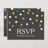 Invitation Carte Postale Chalkboard Gold & White Confetti Party RSVP (Devant / Derrière)