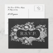 Invitation Carte Postale chalkboard mariage floral rsvp (Devant / Derrière)