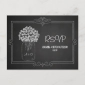 Invitation Carte Postale Chalkboard Mason Fleurs Jar Mariage RSVP (Devant)