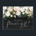Invitation Carte Postale Chalkboard Pale Peonies Vous Serez Ma Fille Fleur<br><div class="desc">Demandez à vos amis et à votre famille de faire partie de votre mariage avec cette carte florale "Will You Be My Flower Girl" qui présente des pivoines à l'aquarelle avec des accents de feuille d'or et de parties scintillant d'or avec un arrière - plan de tableau de bord faux....</div>